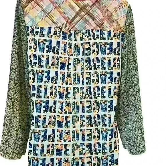 Ivy Jane Henley Boho Peace Blouse Size Small - Picture 2 of 6